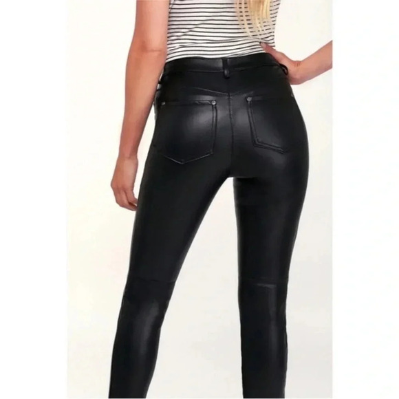 NEW Free People Black Faux Vegan Leather Moto Skinny High Waisted Pants Size 28 - Picture 2 of 10